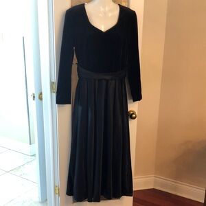 Elegant Black Velvet and Satin Dress